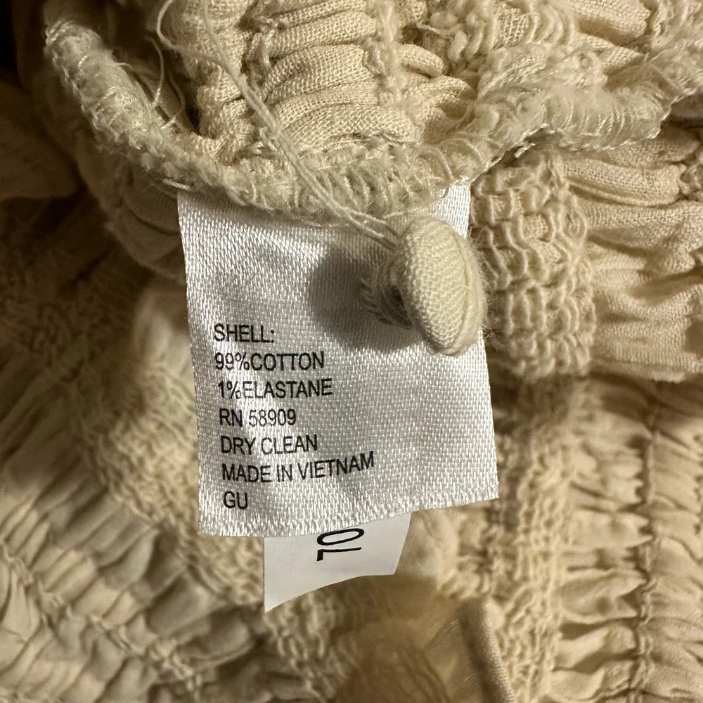 NWT! Gianni Bini Sz L Sand Color Cotton Long Sleeve Crop Top - Picture 7 of 9